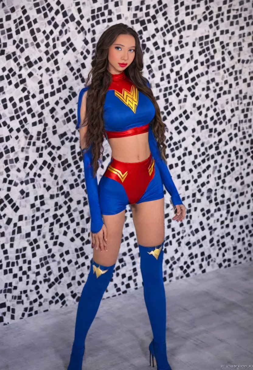 Realistic LydiaV wearing a sexy super hero outfit