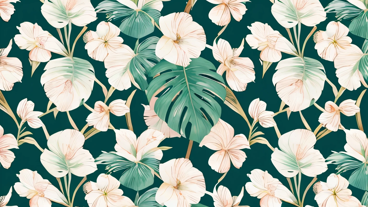 tropical floral repeating pattern