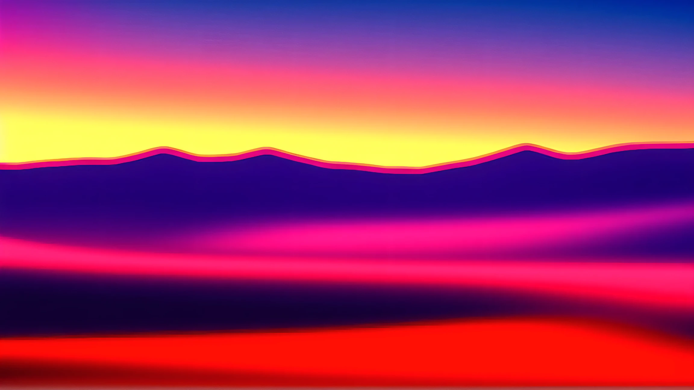 sunset over a desert, with a colorful sky and mountains in the background, trees, scenery, outdoors, mountain, sky, sun, sunset, nature, mountainous_horizon, orange_sky