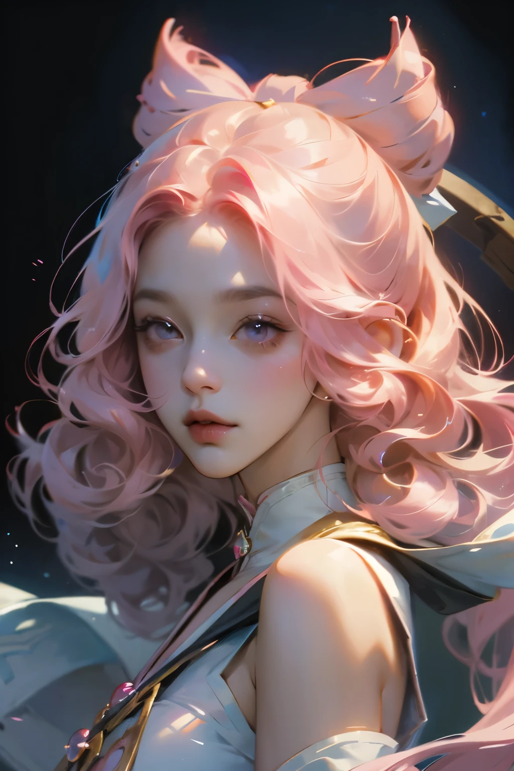 Pink Hair、Anime girl with a bow, Kawaii realistic portrait, guweiz, Portrait of a magical girl, Lovely characters, Lovely art style, Anime cute art style, Maple Story Character Art, Lovely portrait, Cute anime girl portrait, Portrait of a little person, Artwork in the style of Guweiz, Ink art anime ****