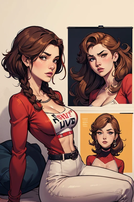 Com um desenho de uma mulher com uma roupa rosa e botas, fanart da coelhinha lola, comic Poster style, Poster art, Poster body, Poster, pink iconic character, fofosexyrobutts, vestido vermelho amy rose, peach princess), Krenz Cushart e Artgerm, Ann Takamaki de Persona 5, corpo de chiclete, ( figura altamente detalhada ), Faye Valentimfeminino (1 garota), medium breasts, bronzeado, moist skin, Pele suada, cabelo loiro ondulado, camiseta punk, garota punkPersonagem Salma Hayek (nua roupas nua pelada sem roupas) imagem de desenho animado de uma mulher jovem .cartoon style illustration, estilo de arte dos desenhos animados,digital illustration style, design de personagens altamente detalhado, arte digital detalhada profissional, floresta Design de personagens de retrato, beautiful digital illustration, retrato de alta qualidade, Arte em quadrinhos, mulher jovem. expression of sexual desire well-aligned braided hair . Roupas leves de primavera