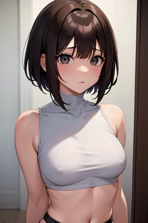 brown hair,short bob,black eyes,anime,best quality,highly detailed,insanely detailed