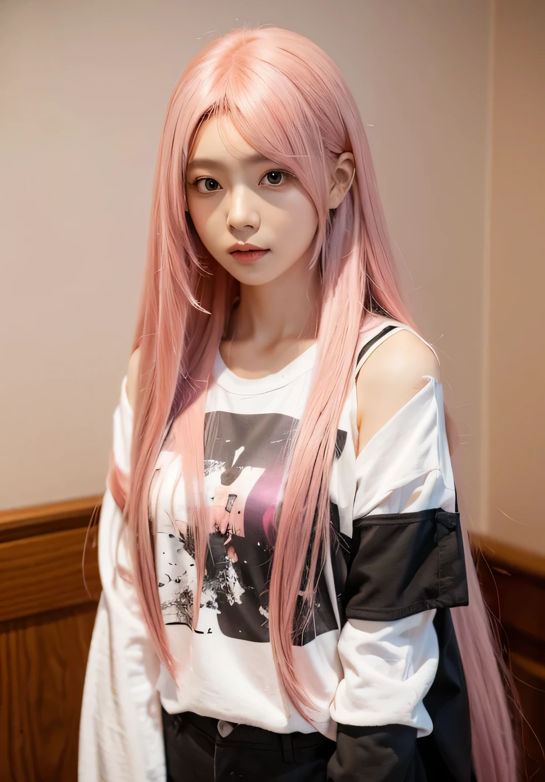1 girl, shikimori, long hair, pink hair, ultra detail, realistic