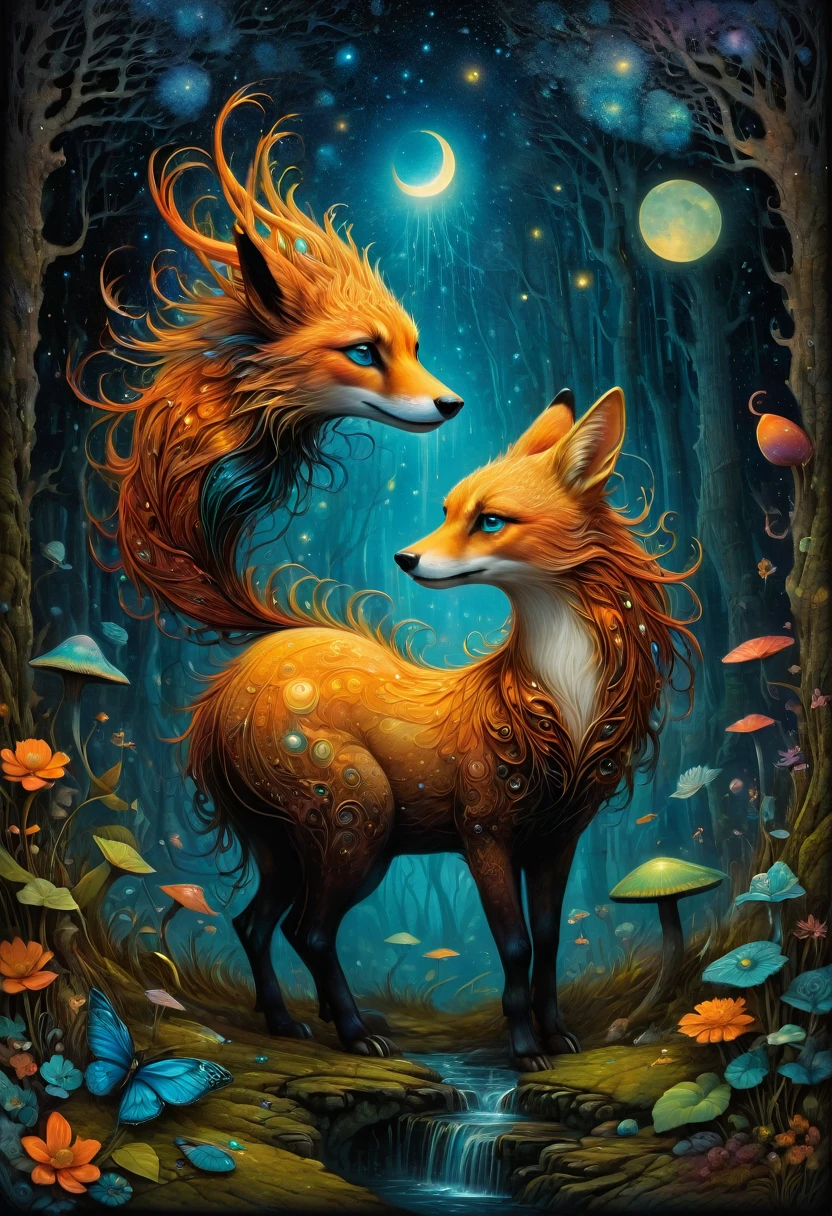 magic animals, by Andy Kehoe, best quality, masterpiece, very aesthetic, perfect composition, intricate details, ultra-detailed
