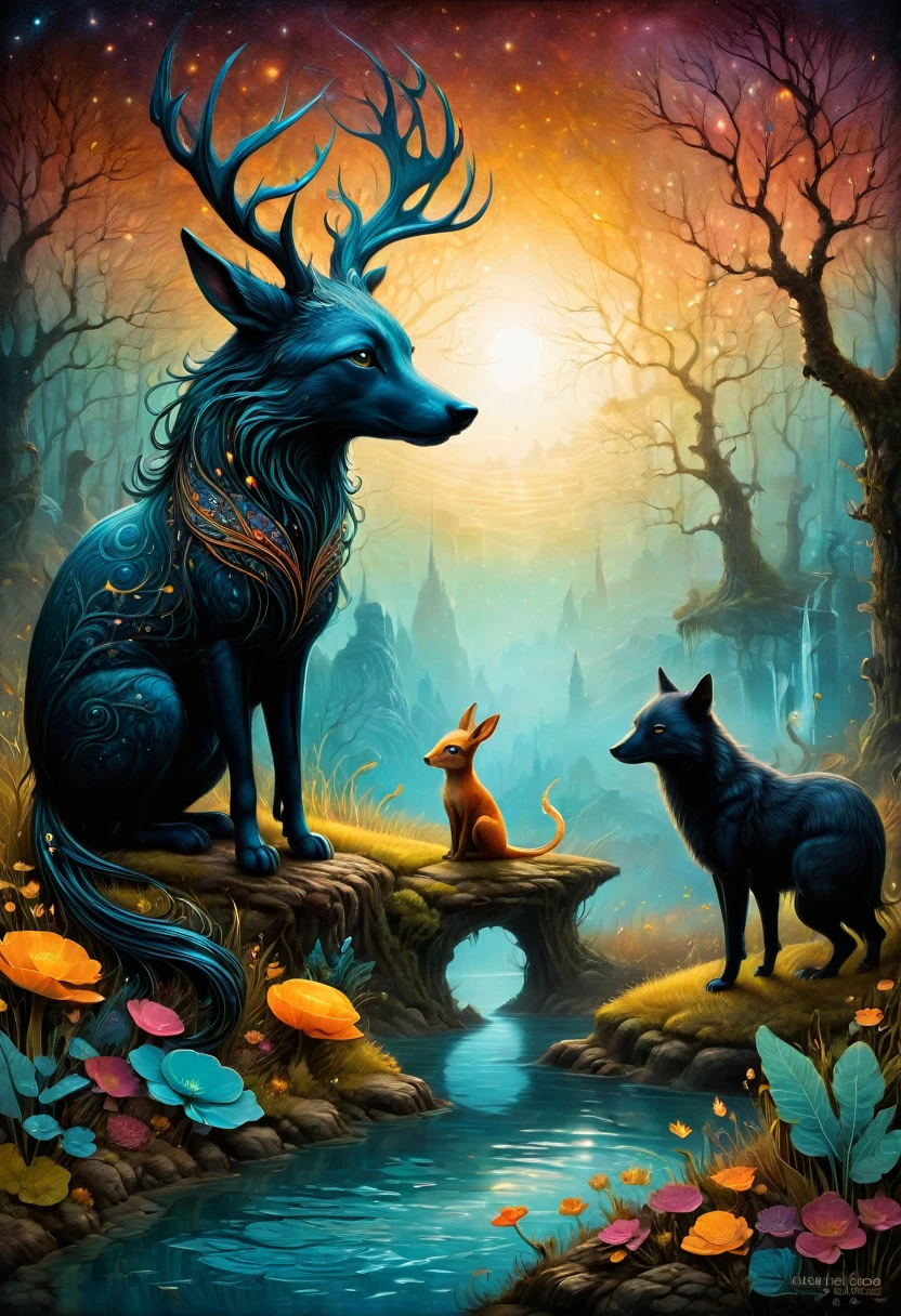 magic animals, by Andy Kehoe, best quality, masterpiece, very aesthetic, perfect composition, intricate details, ultra-detailed