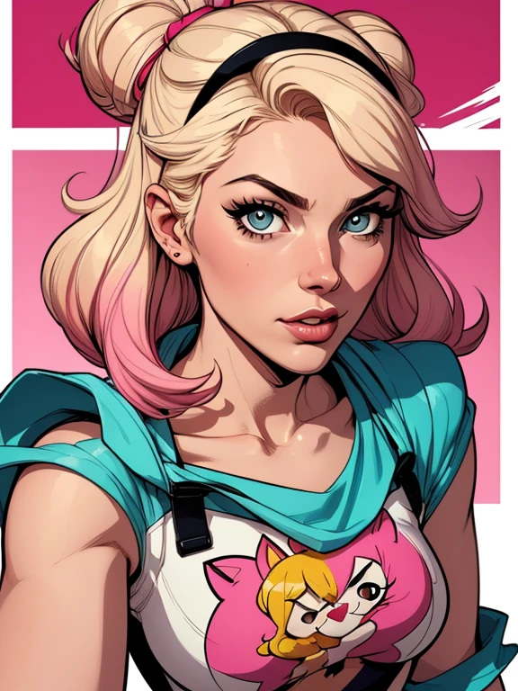 Com um dragão Ennifer Connelly, muito longo no modo retrato e meio cacheado com franja, seios pequenos, olhos grandes com um brilho apaixonado, olhosum desenho de uma mulher com uma roupa rosa e botas, fanart da coelhinha lola, comic Poster style, Poster art, Poster body, Poster, pink iconic character, fofosexyrobutts, vestido vermelho amy rose, peach princess), Krenz Cushart e Artgerm, Ann Takamaki de Persona 5, corpo de chiclete, ( figura altamente detalhada ), Faye Valentim