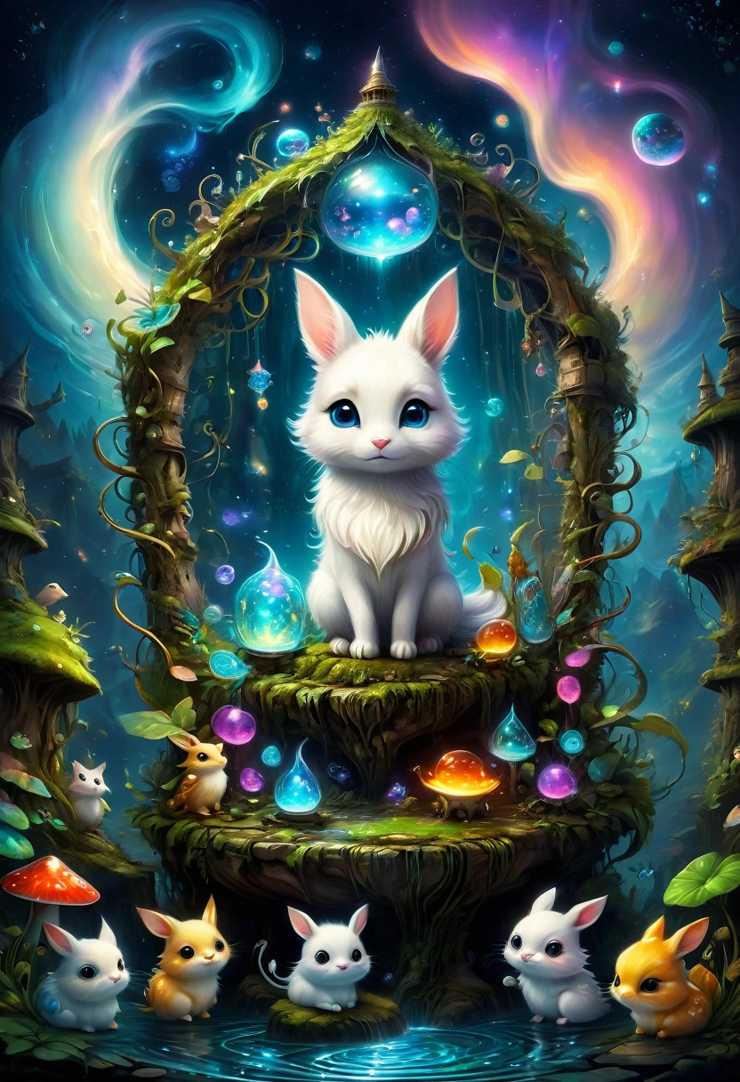 cute magic animals, chibi, by Alexander Jansson, best quality, masterpiece, very aesthetic, perfect composition, intricate details, ultra-detailed