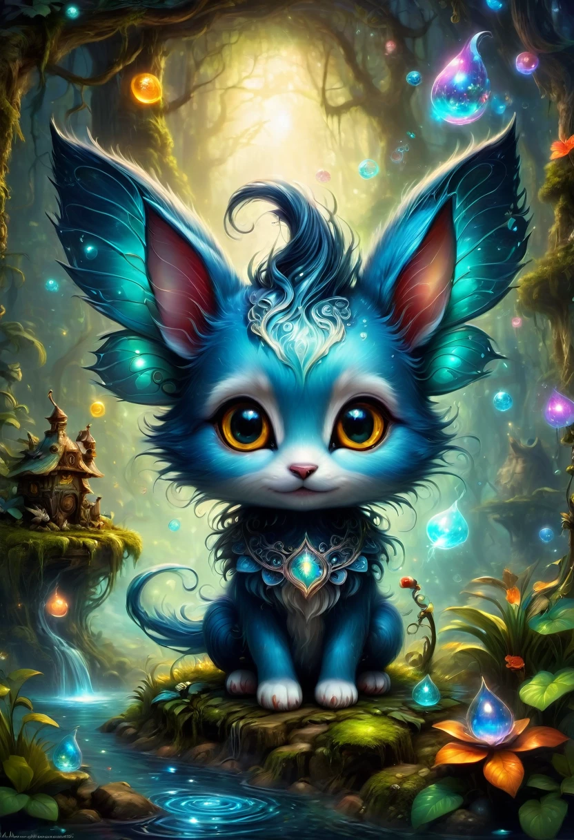 cute magic animals, chibi, by Alexander Jansson, best quality, masterpiece, very aesthetic, perfect composition, intricate details, ultra-detailed