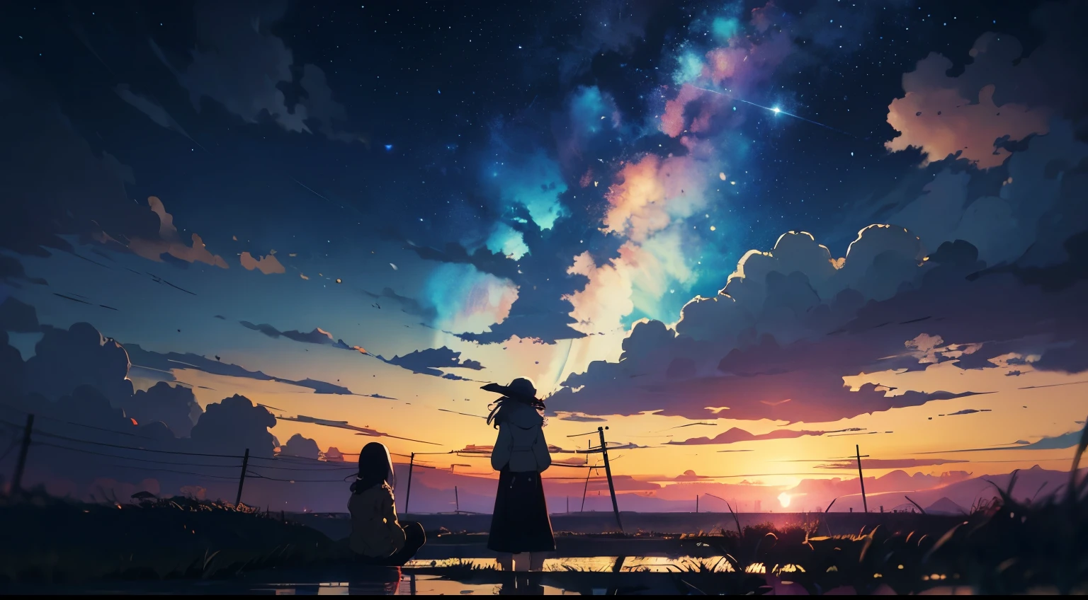 High quality masterpiece, landscape, Old grand piano。Night Sky。 Pixiv, Concept Art, Lofi Art style, reflection. by makoto shinkai, Lofi Art, Beautiful anime scene, break Anime landscape, detailedなlandscape —幅672, in Makoto Shinkai's Style, Makoto Shinkai's Style, 強化されたdetailed, break,detailed,Realistic,Highly detailed digital art in 4K,Octane Rendering, Bioluminescent, break 8K resolution Concept Art, realism,By Mappa Studio,masterpiece,highest quality,Official Art,figure,Clear lines,(nice_color),Perfect composition,Absurd, Fantasy,Concentrated,Three-part method