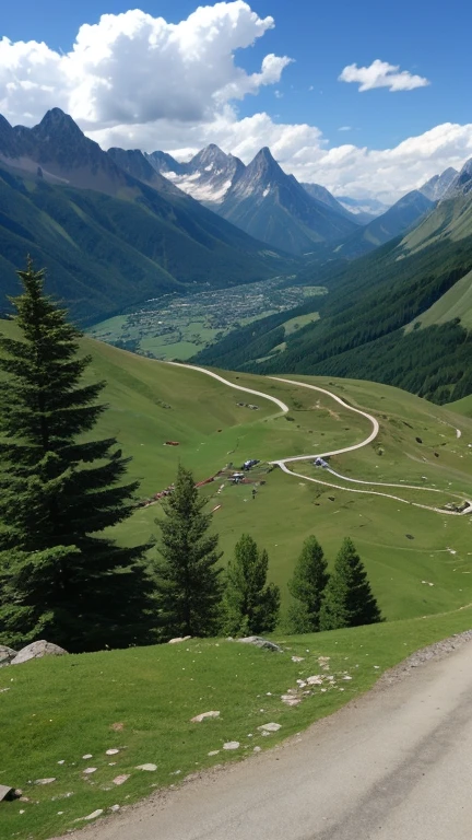 A picture with realism, mountains taken by a camera, mountain ranges, high mountains, breathtaking scenery, summer, daytime.