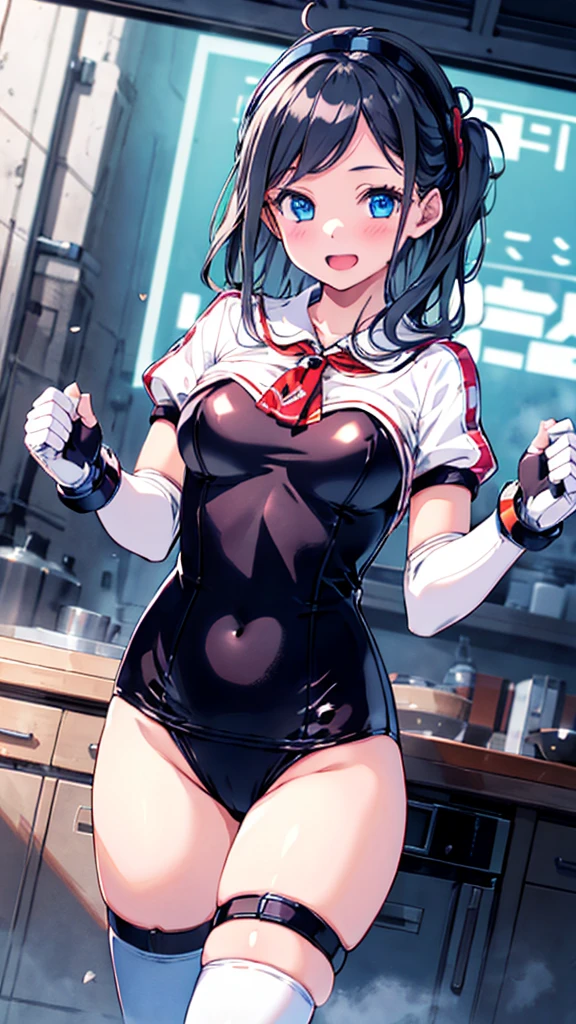 (whole body),1 girl, alone, smile, Open your mouth, angelMagicalClothes,blue eyes,Black Hair,Long Hair,白のスクールSwimwear,one piece_Swimwear, elbow_gloves, Knee-high socks,boots,1 girl, masterpiece, high quality, 最high quality, beautiful背景, Particles of light, Light of the sun, Dramatic lighting, outside, Shiny, Realistic, 最high quality, Very detailed, Get used to it, scenery, beautifullyて細かい目, Thinning hair,whole bodyショット,((Very detailedな背景)), ((Cowboy Shot,Dynamic Angle)),1 girl,(Shiny肌:1.3),(beautifully濃厚な肌),(Thinning hair), masterpiece, high quality, High resolution, Confused,(beautifully、beautiful:1.2), beautiful手, (4K), 8k, Perfect balance,(Very detailedな CG Unity 8k 壁紙), Perfect hands, Embarrassing, Intricate details,Written boundary depth,Professional photography, Bokeh, High resolution, Sharp details, 最high quality, Thick thighs,