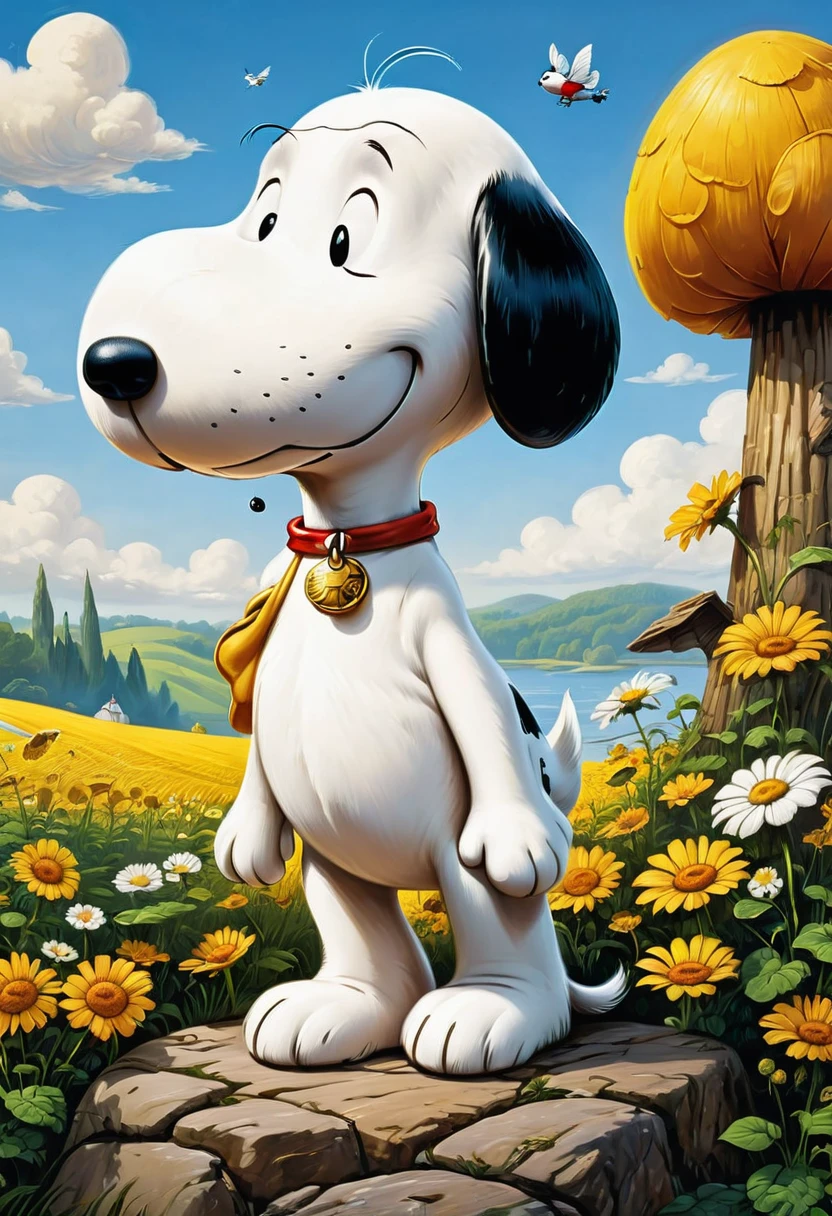 cute Snoopy, by Charles M. Schulz, best quality, masterpiece, very aesthetic, perfect composition, intricate details, ultra-detailed