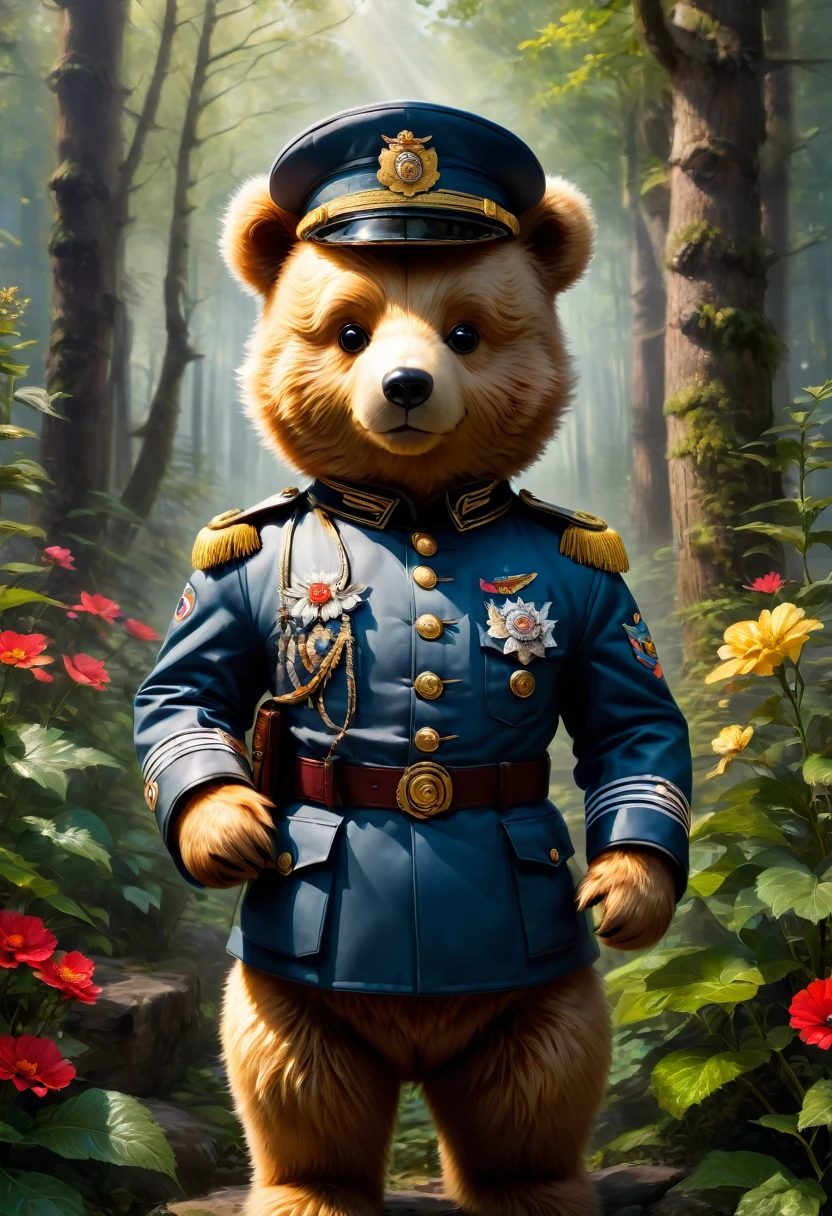 Teddy Bear in uniform, best quality, masterpiece, very aesthetic, perfect composition, intricate details, ultra-detailed