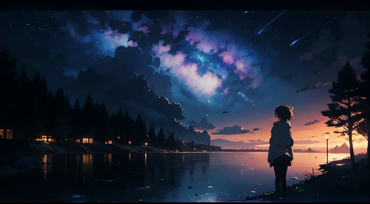 High quality masterpiece, landscape, There is a grand piano。The piano is made of old wood.、An appearance that evokes a long history。There is no one。The cat is sleeping。A moonlit night of silence、満月が銀colorの光を柔らかく地上に投げかける。The night sky is cloudless、With the stars twinkling、The moonlight has an overwhelming presence。ピアノの下にはThe cat is sleeping、 Pixiv, Concept Art, Lofi Art style, reflection. by makoto shinkai, Lofi Art, Beautiful anime scene, break Anime landscape, detailedなlandscape —幅672, in Makoto Shinkai&#39;s Style, Makoto Shinkai&#39;s Style, 強化されたdetailed, break,detailed,Realistic,Highly detailed digital art in 4K,Octane Rendering, Bioluminescent, break 8K resolution Concept Art, realism,By Mappa Studio,masterpiece,highest quality,Official Art,figure,Clear lines,(nice_color),Perfect composition,Absurd, Fantasy,Concentrated,Three-part method