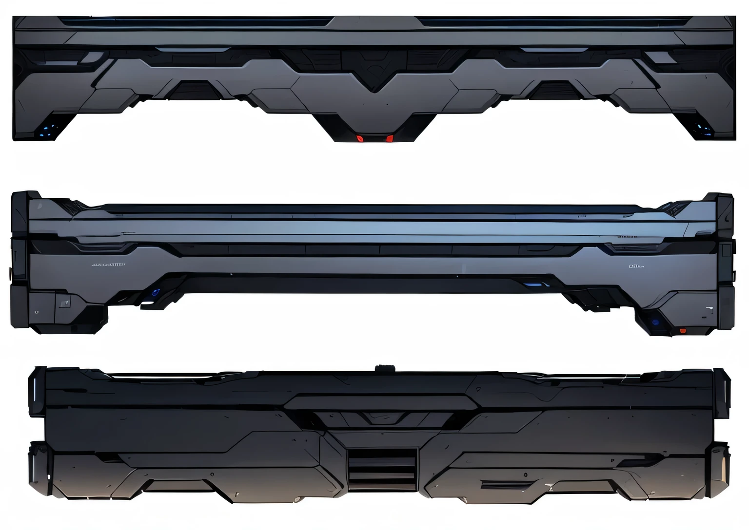 um close de um conjunto de quatro tipos diferentes de armadura, arte conceitual de arestas duras, textura do casco da nave espacial, neofuturistic altamente detalhado, arte conceitual de alto detalhe, high resolution and detail, science fiction details, hard surface concept art, symmetrical conceptual art, altamente detalhado panel cuts, arte conceitual ultra detalhada, vista lateral. altamente detalhado