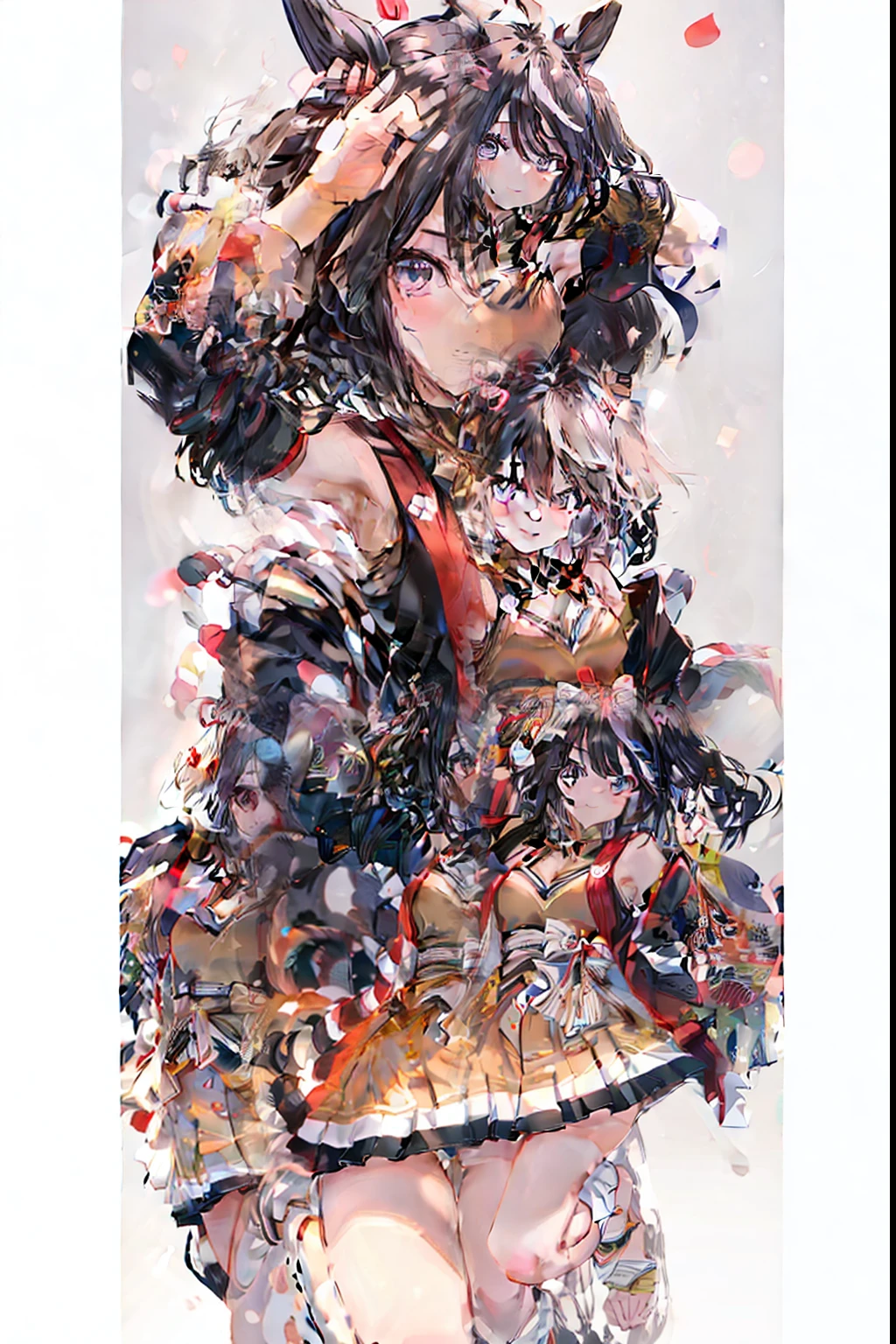 Kitasan Black、blush,smile、In uniform、Primary school students、The back is very small、Lolita、Small breasts、Show me your armpits、exterior: 14 years old、Shoulder Bare、The clavicle is visible、Sexy thighs、Beautiful feet、Usual hairstyle、highest quality, High resolution, unity 8k wallpaper, (shape:0.8), (Beautiful and beautiful eyes:1.6), Highly detailed face, Perfect lighting, Extremely detailed CG, (Perfect hands, Perfect Anatomy),