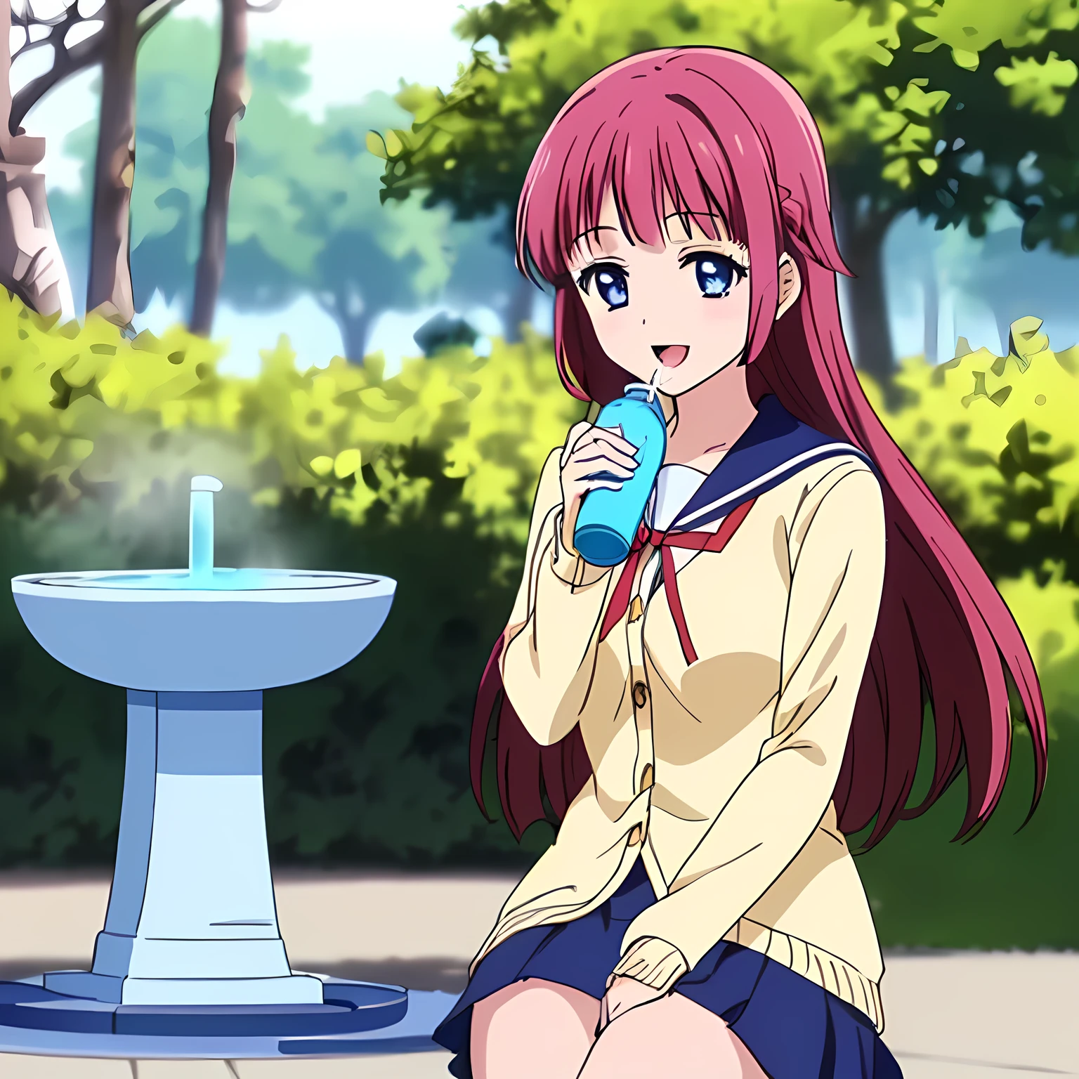 masterpiece, best quality, pink_hair, yellow_eyes, soda on table,, cafe, beautiful_eyes <lora:1990's_PC:0.8>