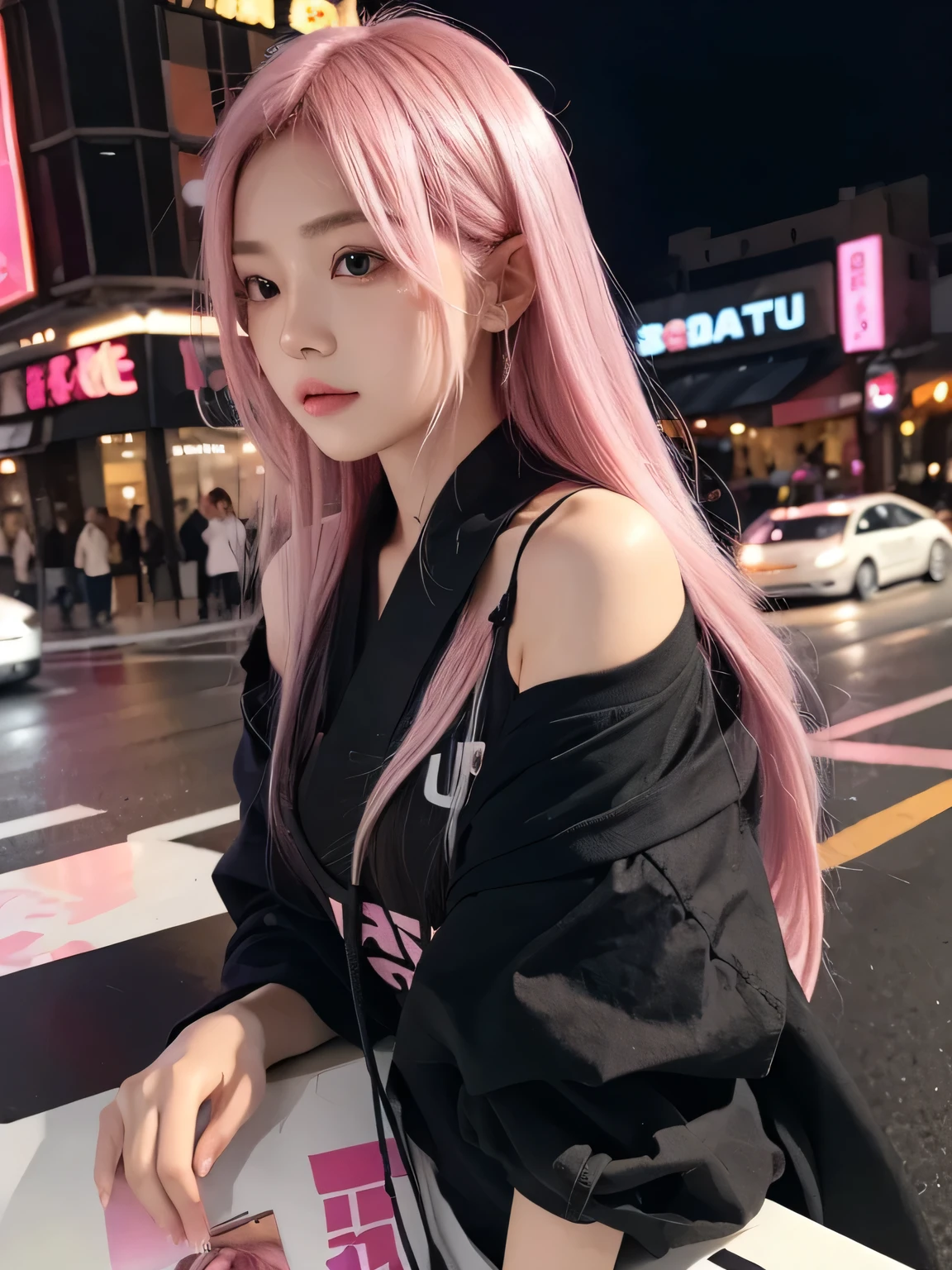 1 girl, shikimori, long hair, pink hair, ultra detail,realistic