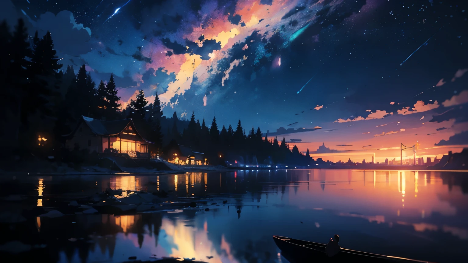 High quality masterpiece, landscape, One Grand Piano。Night Sky、Star of the sky、Crescent Moon。 Pixiv, Concept Art, Lofi Art style, reflection. by makoto shinkai, Lofi Art, Beautiful anime scene, break Anime landscape, detailedなlandscape —幅672, in Makoto Shinkai's Style, Makoto Shinkai's Style, 強化されたdetailed, break,detailed,Realistic,Highly detailed digital art in 4K,Octane Rendering, Bioluminescent, break 8K resolution Concept Art, realism,By Mappa Studio,masterpiece,highest quality,Official Art,figure,Clear lines,(nice_color),Perfect composition,Absurd, Fantasy,Concentrated,Three-part method