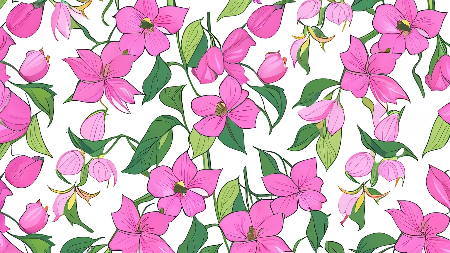 repeating pattern of fuchsia flowers light color