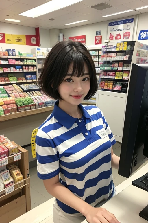 (supermarket:1), afternoon, doctor dressing, light brown fringe short hair, light brown eyes, 1girl, innocent, (photorealistic), (intricate details:1.2),(masterpiece, :1.3),(best quality:1.4), (ultra highres:1.2), ultra high res, (detailed eyes), (detailed facial features), HDR, 8k resolution, (lens flare:0.7), turn around, busy on examine report, face viwer