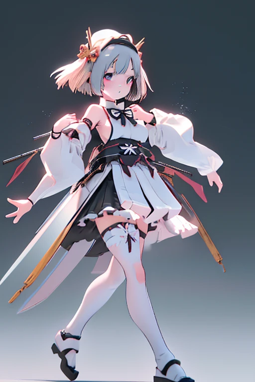 (highest quality)), ((masterpiece)), (Very detailed: 1.3), 3D, {(Young girl)}, Wearing a white frilly Gothic ta outfit, (She is fused with a Gundam mecha from the future...), With headgear, With V-fin , Armored Shoulders,Armed, Armor at the feet, Multi-layer texture perfect ratio, Octane Rendering, Duotone Lighting, Low ISO, wide aperture, White balance, Three-part method, Ultra HD 16k, High resolution (High Dynamic Range), Ray Tracing, NVIDIA, Super Resolution, Scattered beneath the surface of the water, PBR Texturing, Post-processing, Anisotropic Filtering, Written boundary depth, Maximum clarity and sharpness, Highly efficient subpixels, Subpixel Convolution, Particles of light, Scattered Light, Tyndall effect, whole body:1.5, Combat pose, cute, (cute:1.2), (Bobcut:1.3),Braiding, Black Hair, Thick eyebrows, Pale-colored iris, big, Bright black eyes, Long eyelashes, small, Bright colors, Natural lips, (The average face of a Japanese idol), (日本人特有のBaby Face:1.3), (Baby Face), Wide forehead:1.2, Plump Cheeks, small jaw, Visible side boob, (Has a huge weapon:1.5), In the Hangar,View your viewers,Focus on the eyes , (Four perfect fingers, One thumb),
