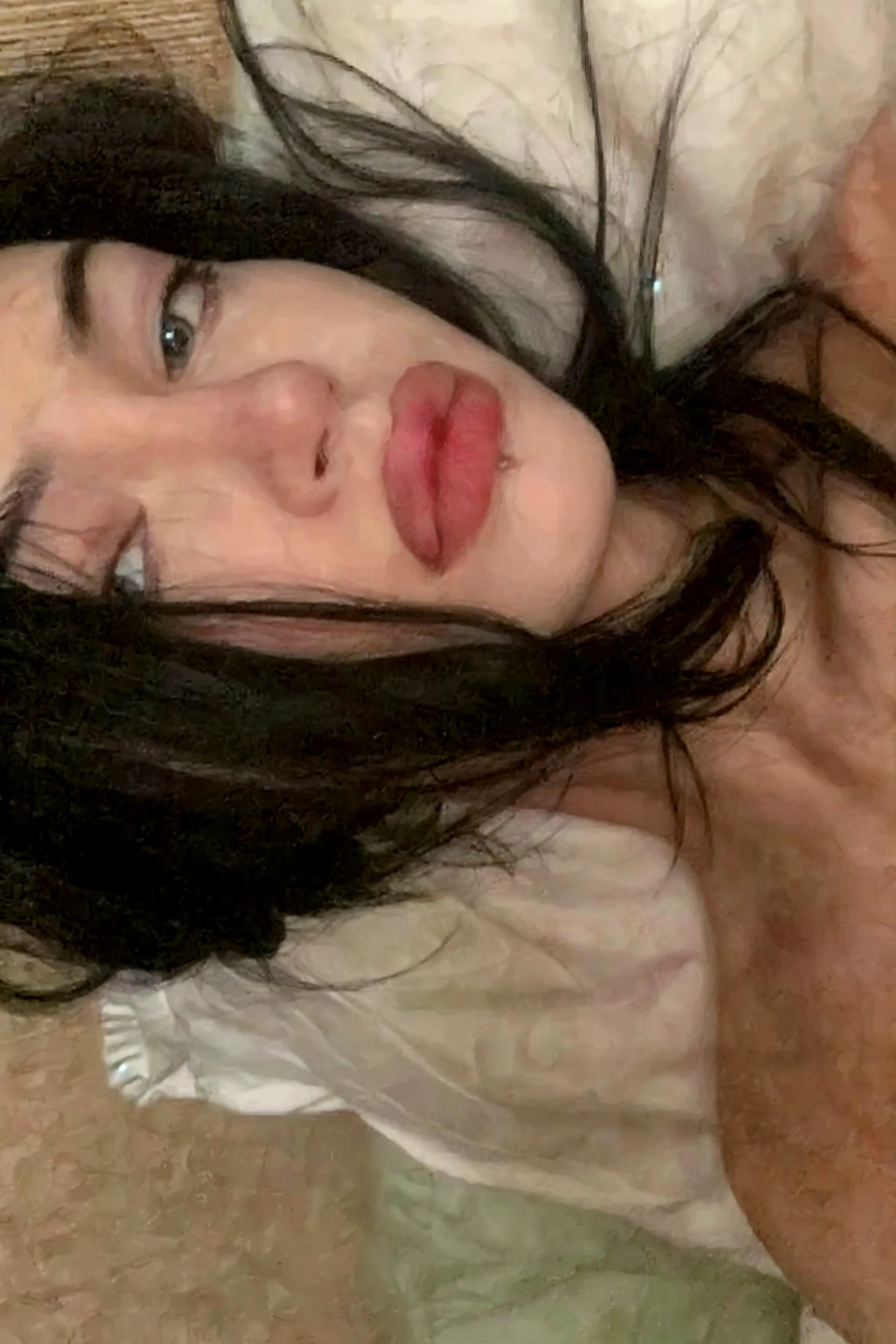 Elise, nude, pov Deepthroat, from above, angry, in her room, dick in her mouth ,  