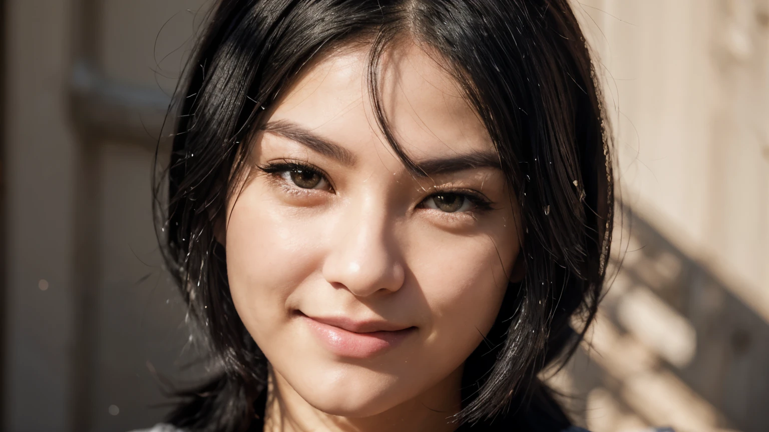 black hair, hair bobbles, wince, longeyelashes, solid circle eyes, light smile, Surrealism, drop shadow, stereogram, tachi-e, pov, 8k, super detail, ccurate, best quality