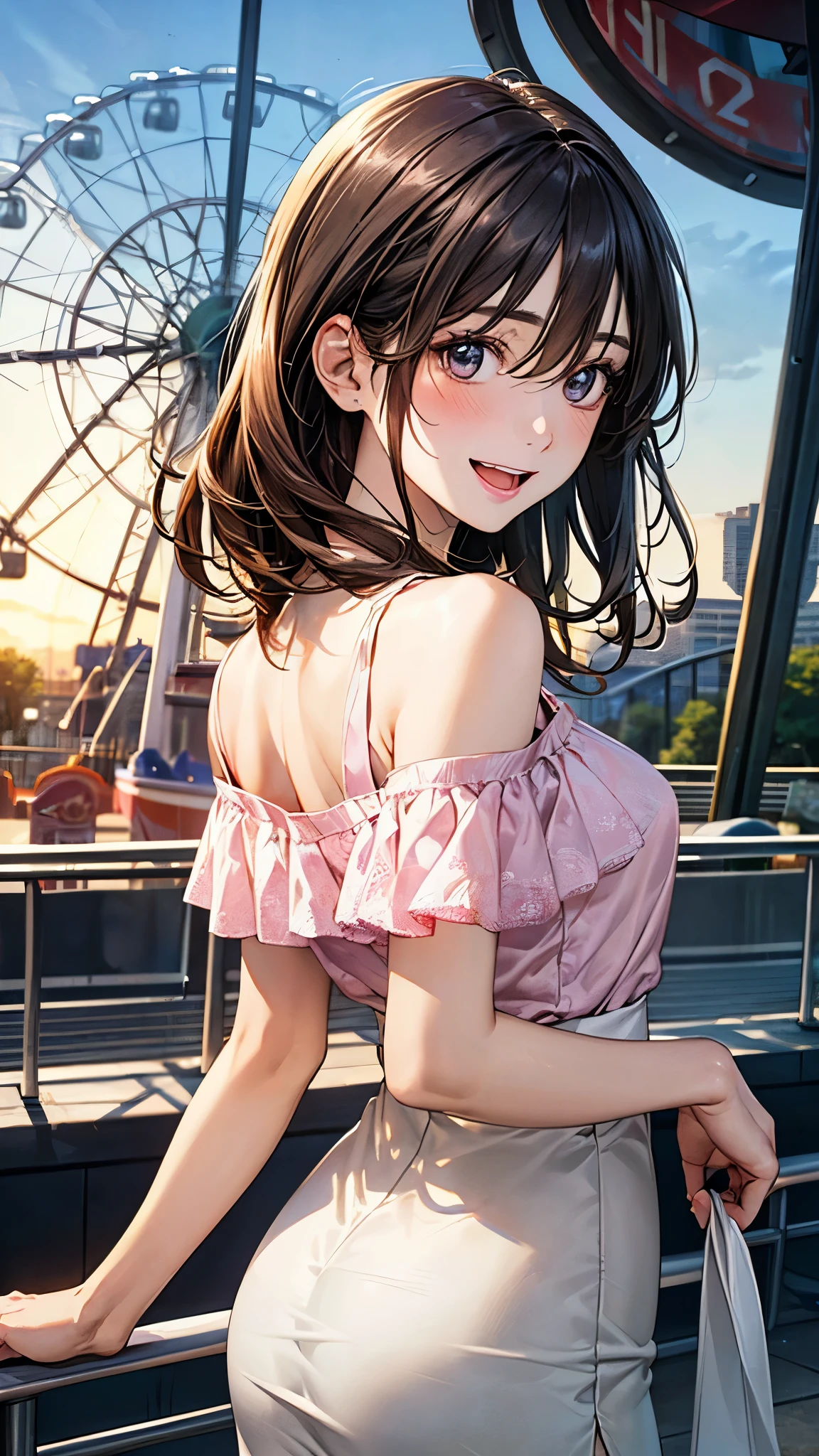 (masterpiece:1.2, Highest quality), (Realistic, photoRealistic:1.4), Beautiful illustrations, (Natural Side Lighting, Cinema Lighting), ((Very big butt))
View your viewers, 1 girl, Japanese, Junior high school girl, 14 years old, Perfect Face, cute and symmetrical face, Glowing Skin, thin,
(Mid-length hair:1.2, Half Up:1.4, Light brown hair), Asymmetrical bangs, Brown eyes, Long eyelashes, (Mid-chest:0.7),
Beautiful Hair, Beautiful Face, Beautiful details, Beautiful clavicle, Beautiful body, Beautiful fingers, (((Panties are visible))) ((Very large saggy tits)), ((In underwear、White lace underwear))((Fullback panties))Underarm , Slightly , Very large breasts, Full body angle, 14 year old woman , Thick thighs
((Detailed cloth texture)),
(Beautiful views), evening, (River side), Are standing, (cute, cute smile, Upward glance),