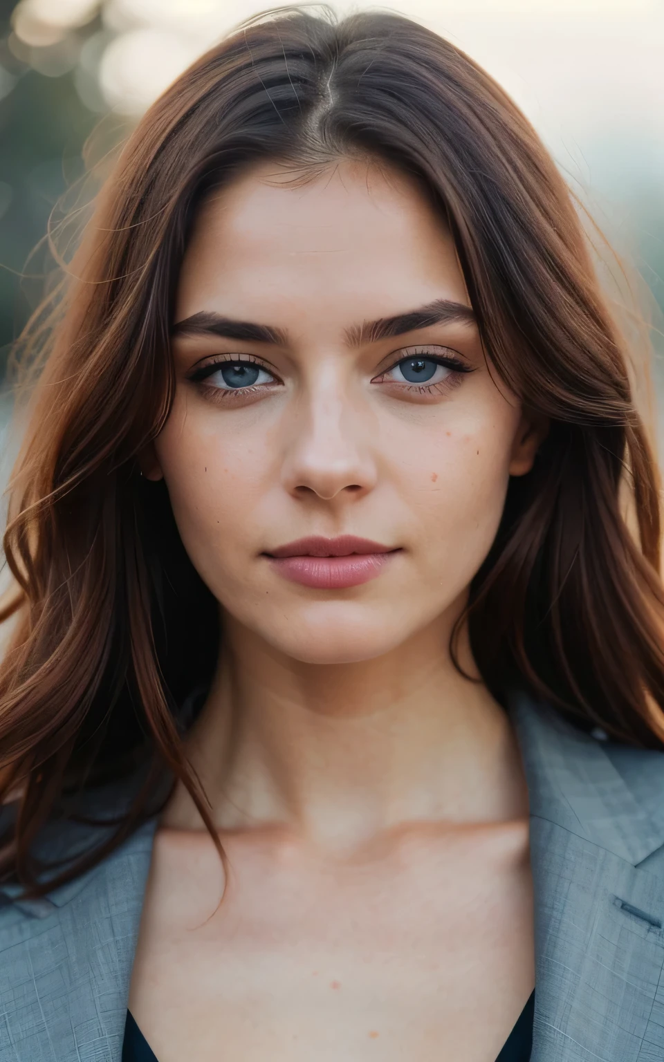 photo of woman, textured skin, dark redhead hair, lower body, extremely detailed blue eyes, beautiful face, detailed natural skin with pores, wearing unfasten silk kimono, busty, focus on perfect face,,,,,, perfect eyes (ectachrome), golden hour, cinematic lighting, (hazy filter, film grain:1.2). 8k, highly detailed, detailed skin texture, natural skin texture, perfect eyes, perfect iris, high detail eyes, detailed iris, detailed cloth texture, perfect eyes, detailed eyes, (high quality, best quality:1.3), Extremely high-resolution, film grain, dslr, Kodak Portra 400 camera f1.6 lens, 35mm, Fujifilm Superia Premium 400, Nikon D850
