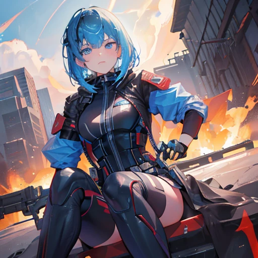 Yelan genshin impact,guns,badass,dangerous,mean,impactful,tactical,military,girl,adult lady,beautiful,yelan,hydro, front view, yelan genshin,blue eyes, army