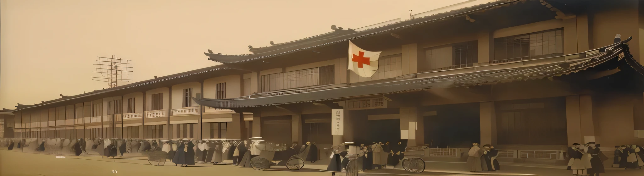 Red Cross Hospital Building，photo, Historical image, Historical picture, photograph, City street photo, Chinese Architecture, government Archive photo, 1930 photo, 1938photo, Archive photo, Photo from the 1930s, photo, Photo taken in 1930