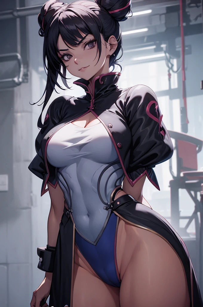 oculos no rosto,juri han,olhar penetrante,evil look,oculos no rosto,melhor qualidade,,juri han,solo, masterpiece, best quality, agrias, grey sweater, black leotard, standing, looking at viewer, short hair,oculos,evil smile, evil look,luvas preta,roupa azul,yandere rosto,low lighting,coxa sarada copo detalhado,olhando para frente juri han,bela
