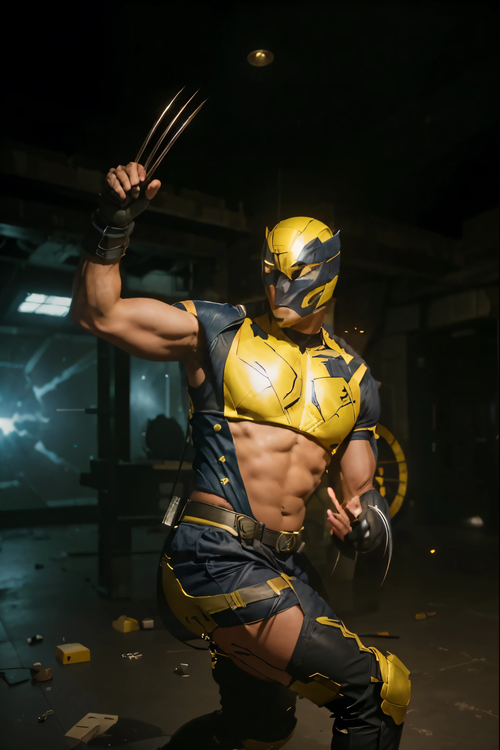 (Best quality, 8k, 32k, Masterpiece, UHD:1.2) "Transform the current setting into a battlefield reminiscent of the Danger Room from X-Men. Create a war-torn environment with elements of destruction, debris, and simulated combat scenarios. Incorporate futuristic technology and holographic projections to simulate the Danger Room's training simulations. Focus on capturing the intense and chaotic atmosphere of a training session within the Danger Room." ((X-Men)) ((Wolverine))