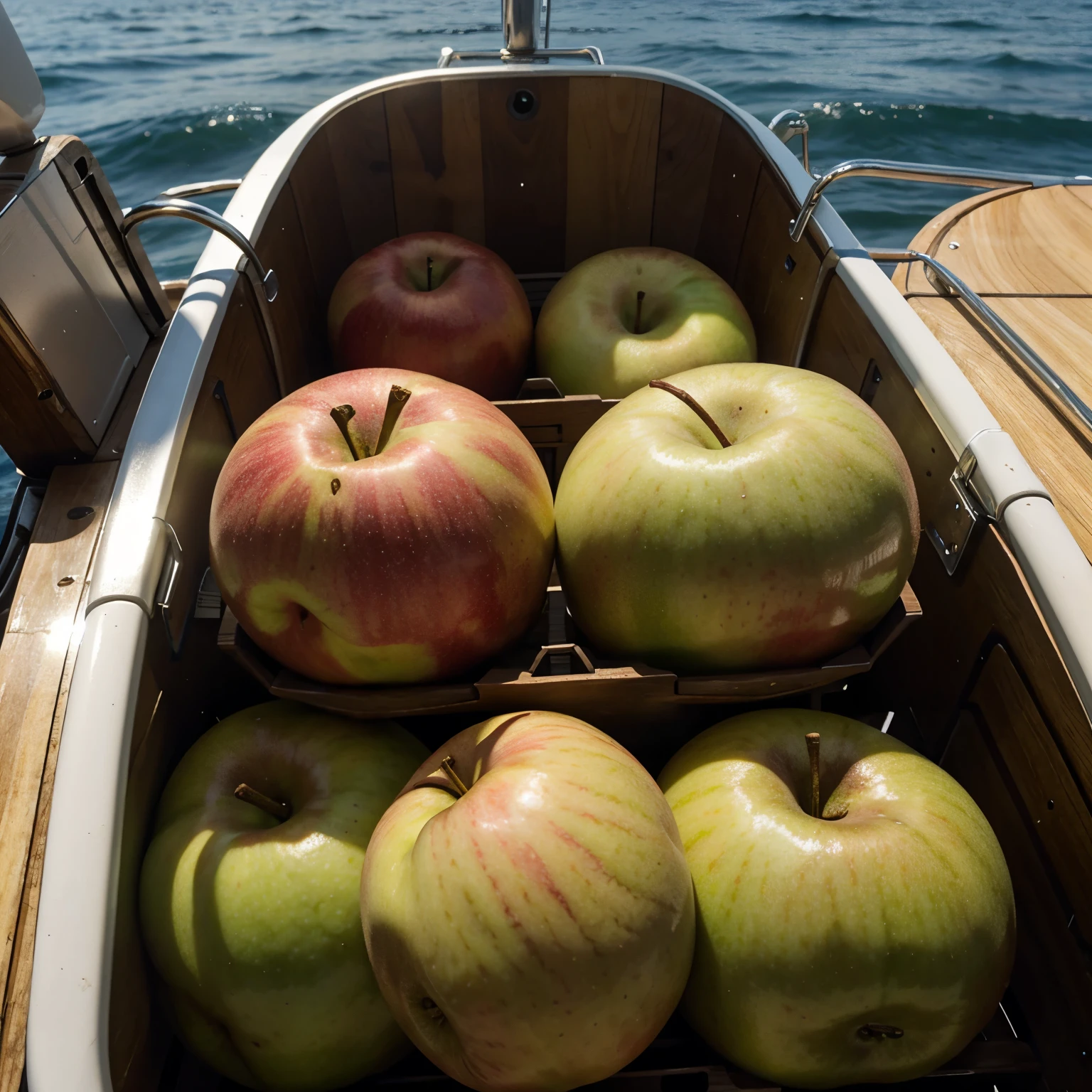 Manzana en un barco