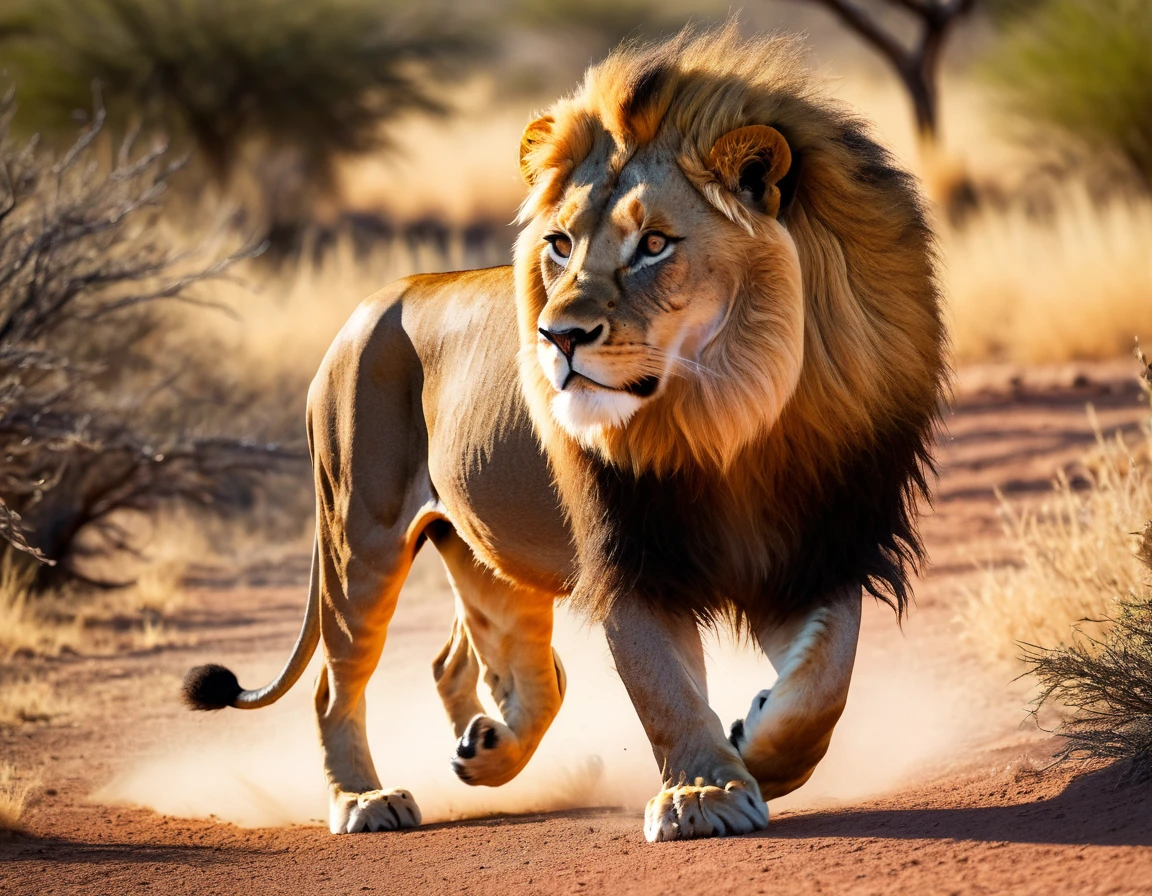 (best quality,4k,8k,highres,masterpiece:1.2),ultra-detailed,(realistic,photorealistic,photo-realistic:1.37),animal photography,landscape,studio lighting,vivid colors,wildlife,close-up shots,candid moments,eye-catching compositions,natural behavior,animal portraits,sharp focus,bokeh,wide angle lens,animal habitats,endangered species,exotic locations,macro shots,dramatic lighting,incredible textures,breathtaking moments,fast shutter speed,freezing motion,splendid architecture,beautiful wildlife,unforgettable encounters,unique perspectives,stunning wildlife photography,(lion chasing an antelope:1.7),HDR,UHD