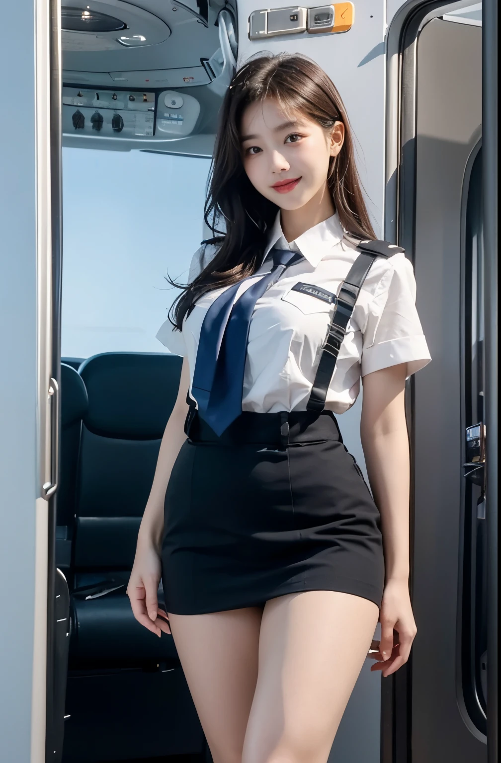 (policewoman、Black tight skirt、black boots women:1.4))、((is standing:1.2))、cute smile face:1.1、((top-quality,8K、​masterpiece:1.3))、Crisp focus:1.2、Oiled shiny skin、Professional Writing、(((Spread your legs apart)))、(((Close up of white panties)))、((Leg up:1.1))、((From below:1.4))