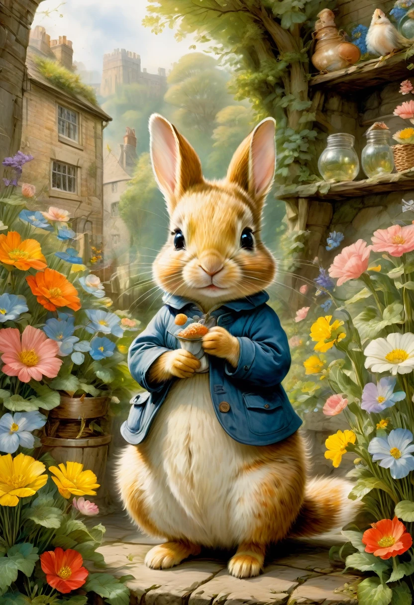 cute, by Beatrix Potter, best quality, masterpiece, very aesthetic, perfect composition, intricate details, ultra-detailed