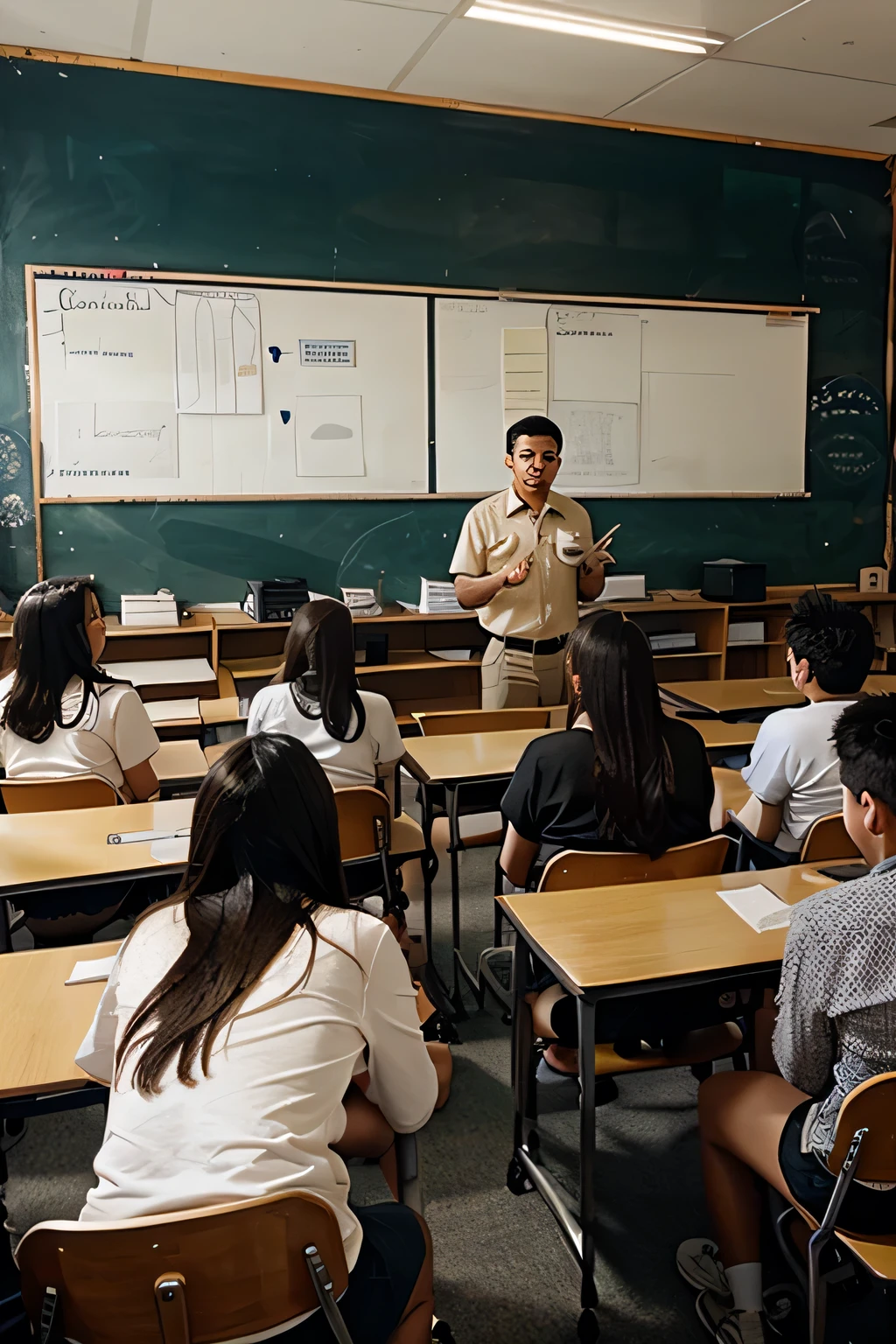 a man teaching a large group of students in a classroom