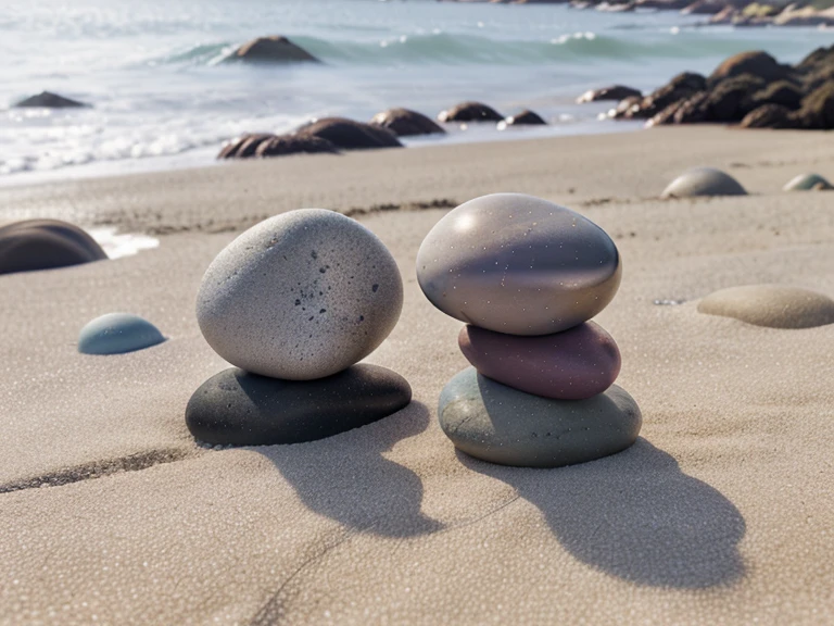 colored balancing stone,4K ,colorful stones background, colored beach stones background, small stones wallpaper, colorful pebble background with high quality photo