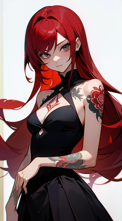 Lady,Red hair,dress,beautiful,anime,tattoo