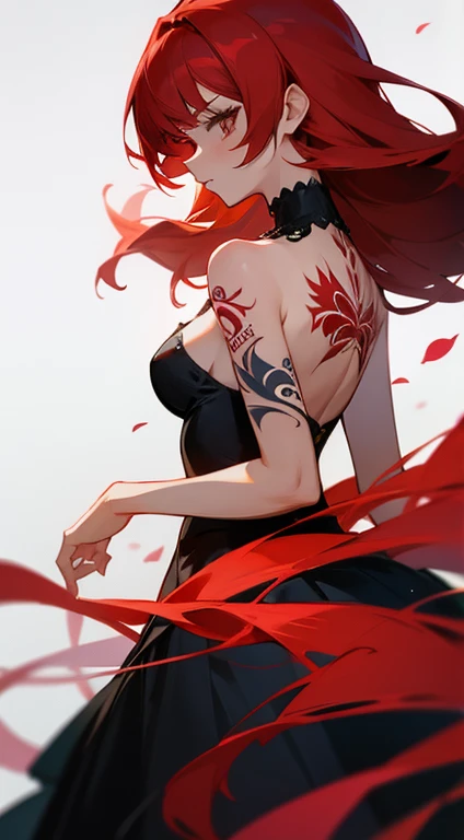 Lady,Red hair,dress,beautiful,anime,tattoo