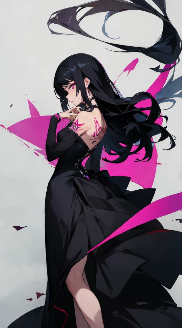 Lady,Black Hair,dress,beautiful,anime,tattoo