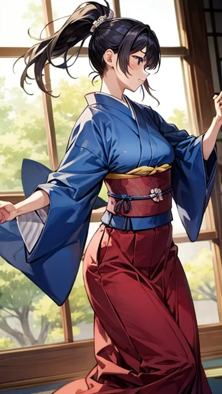 Japanese clothing、ponytail、Beautiful woman、dance