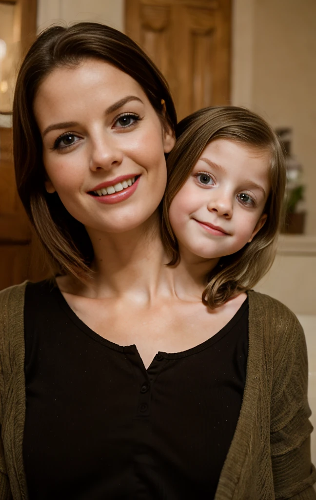 2heads, two headed girl, (one head adult woman:1.5), (one head female child:1.5)