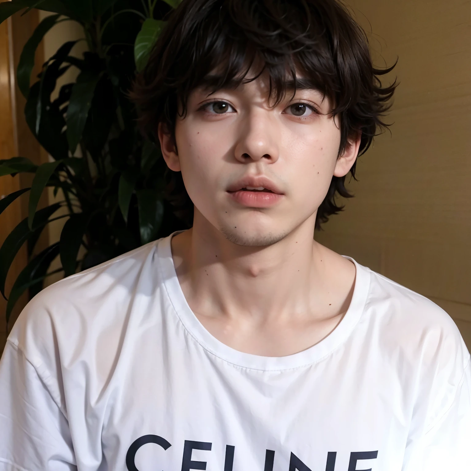 homem arafiado com uma camisa branca que diz selfie, Cai Xukun, taejune kim, 1 Menino de 7 anos, rosto magro, Yanjun Chengt, hyung tae, Jinyoung Shin, Steve Jung, Hong junho hyung, ele tem cabelo castanho curto e encaracolado, Finn Wolfhard, imagem de perfil, Xintong Chen, Hyung Tae Kim, who is siwoo