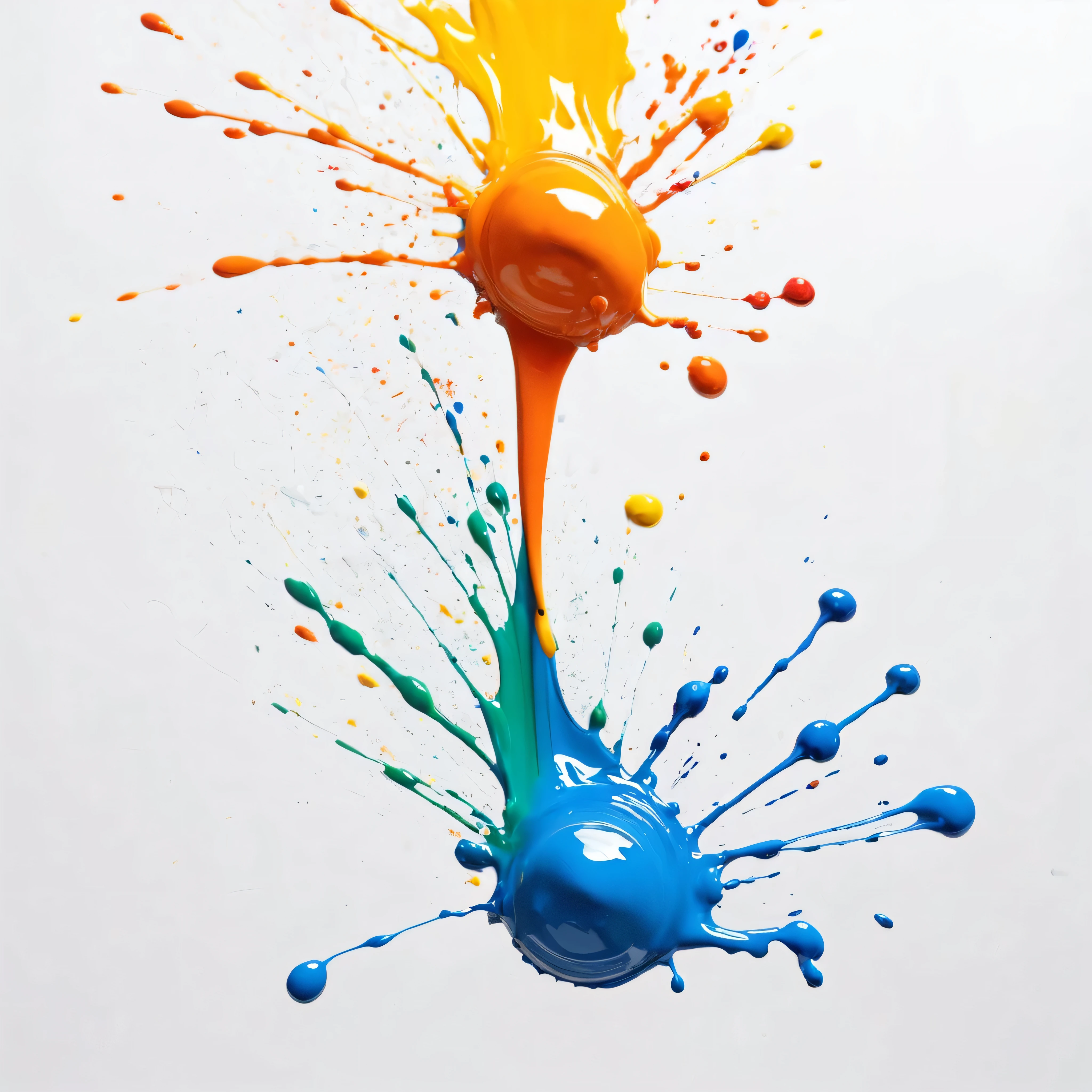solid color paint, wet oil paint fu, Visible paint stains, messy paint splatter, , perfect composition, white background, (paint stains, color splash, ink stain, color splash, no people), paint sprays in the air.