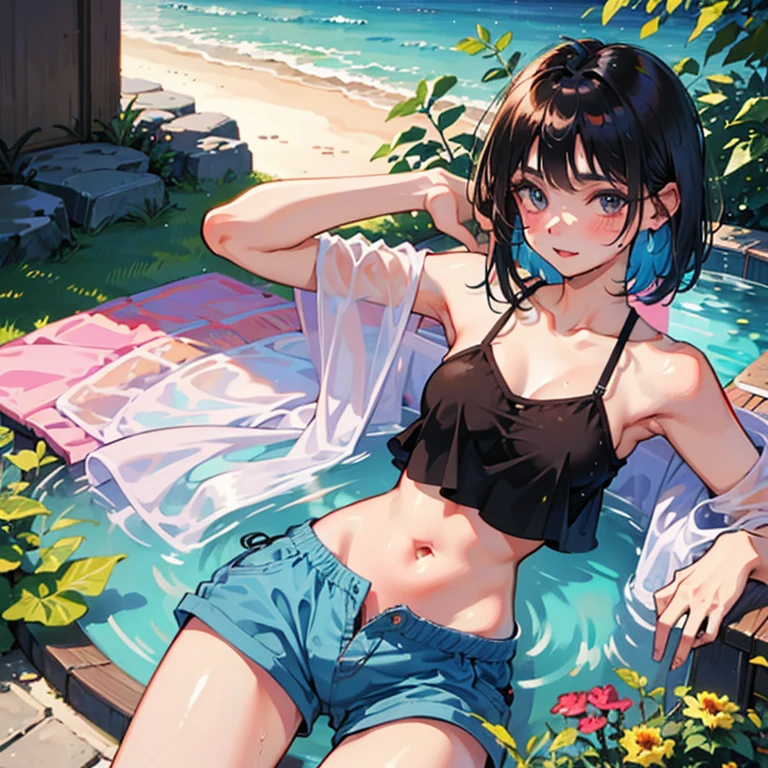 Cool girl、Boyish Girl、Sporty、tits、Wet and transparent、Wet, see-through clothes、camisole is wet and her underwear is visible、Navel Reveal Style、I have a towel、Wet、oil、slimy、Very short hair、black hair color、Shorts、
、high school girl、Gal、brown skin、garden、Pool、tall、Slender beauty、Curved waist、well tanned、Beautiful clavicle、Very slim body、Middle Eastern Girl、Earrings、High contrast、Narrow dynamic range