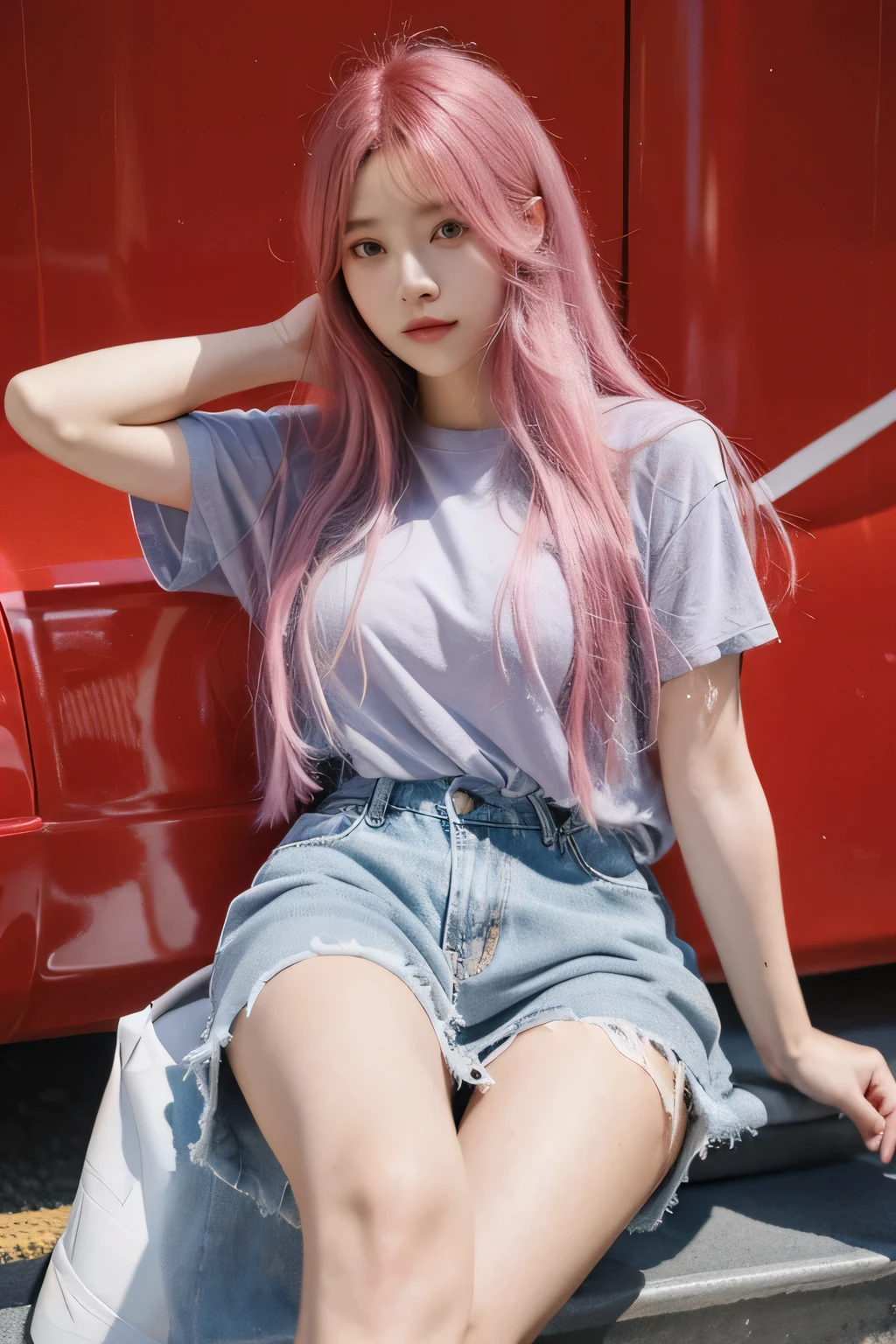 1,girl,long hair,pink hair, ultra detail,realistic,hahari hanazo