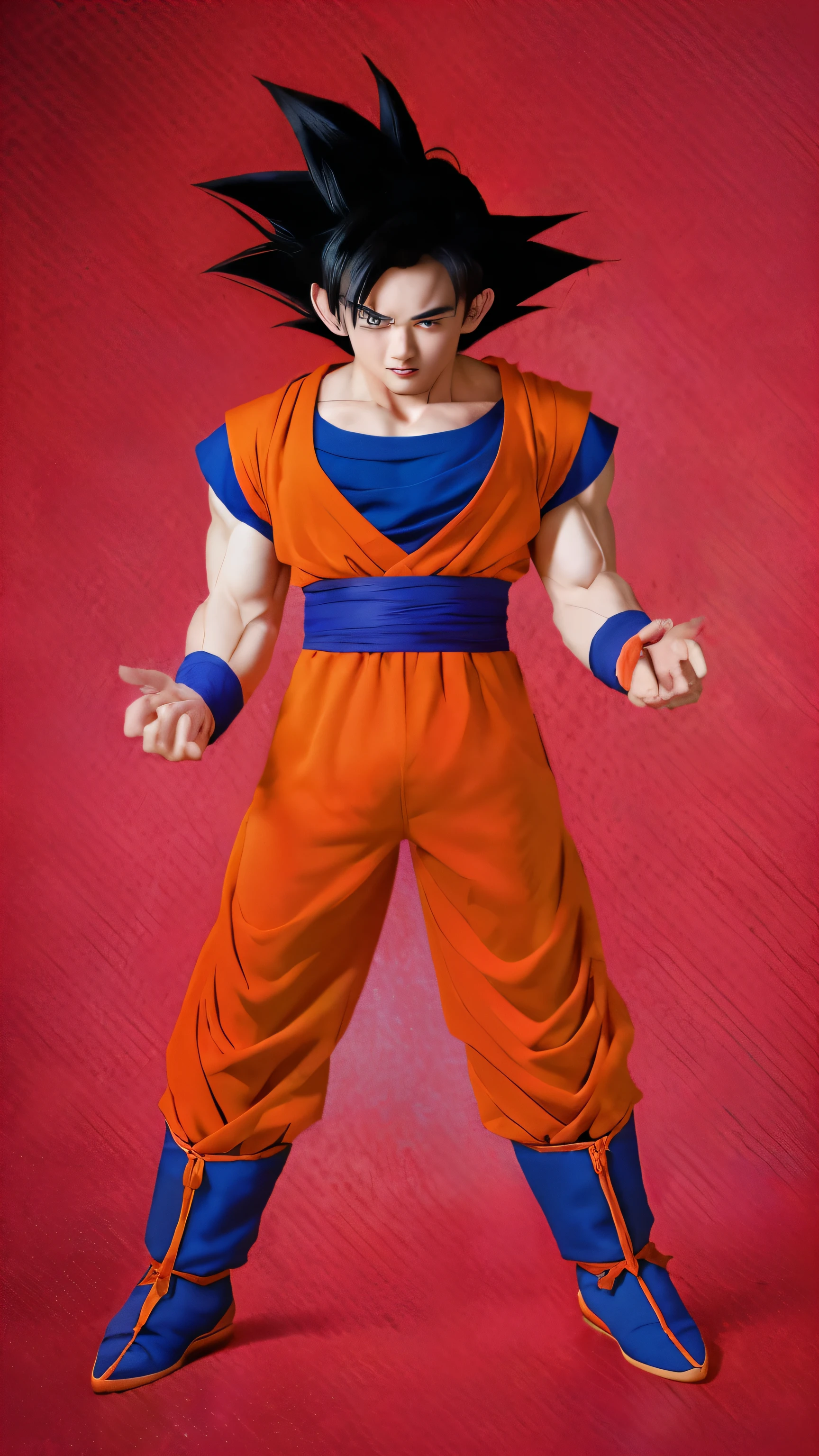 a cartoon image of a young gohan with a red background, goku from dragon ball z, goku from dragon ball, goku from dragonball z, son goku, character dragonball, human goku, goku, portrait of goku, highly detailed portrait of goku, photorealistic human goku, goku portrait, super sayian goku, super saiyan goku